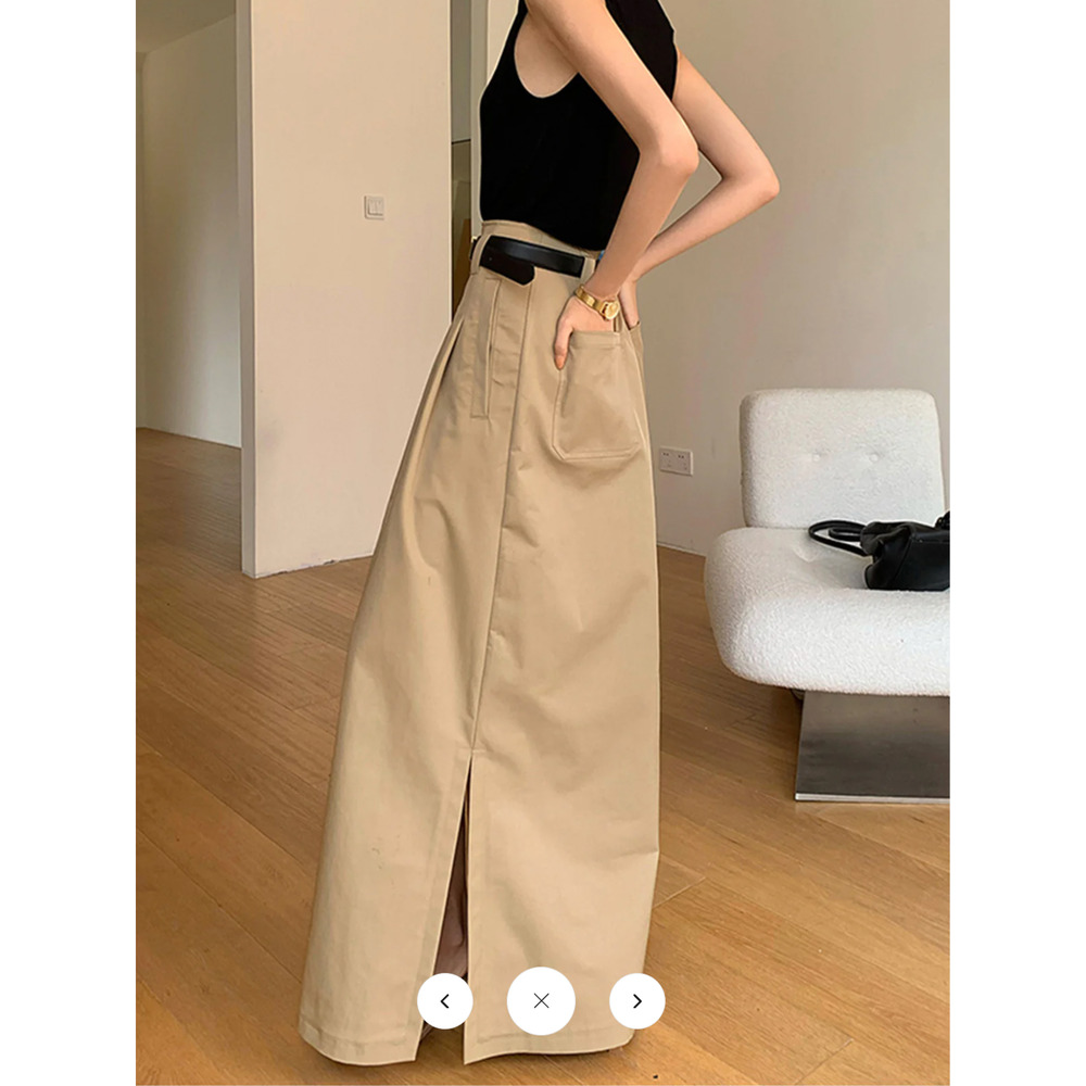 Commense Black Midi Skirt with Front Slit - Picture 3 of 3
